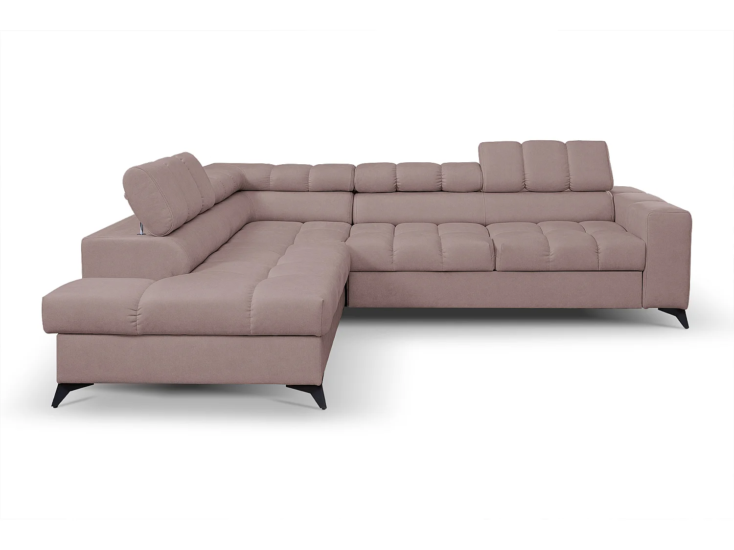 Ecksofa Andrea L-Form mit verstellbaren Kopfstützen Schlaffunktion Bettkasten 267 x 205 cm Wohnzimmer links, rosa