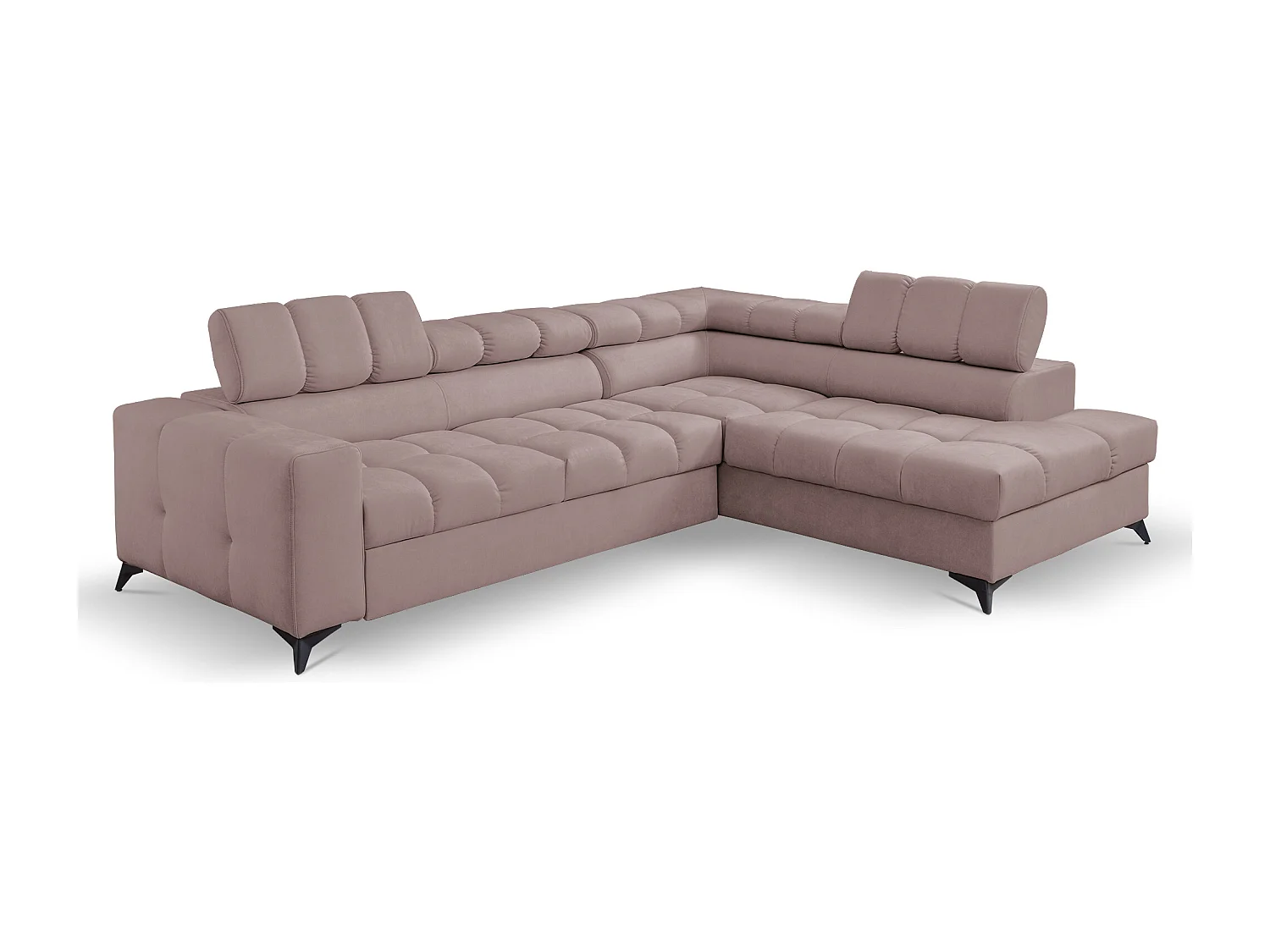 Ecksofa Andrea L-Form mit verstellbaren Kopfstützen Schlaffunktion Bettkasten 267 x 205 cm Wohnzimmer rechts, rosa