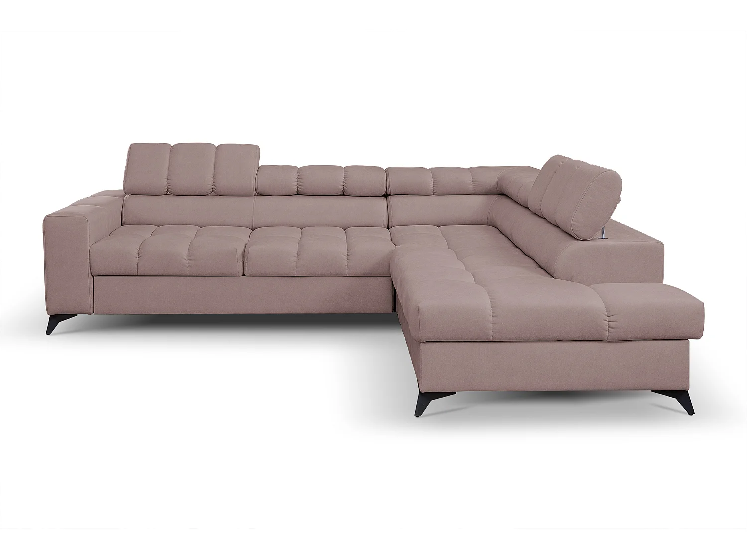 Ecksofa Andrea L-Form mit verstellbaren Kopfstützen Schlaffunktion Bettkasten 267 x 205 cm Wohnzimmer rechts, rosa