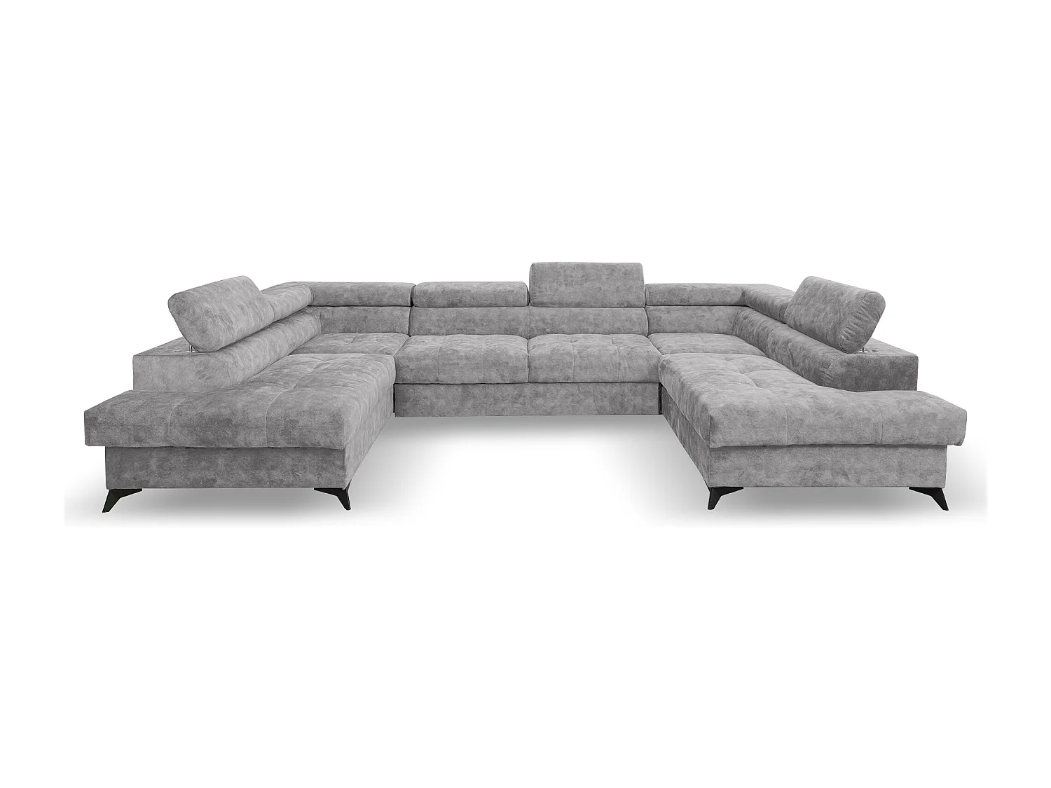 Ecksofa Palermo U-Form mit Schlaffunktion Bettkasten 345 x 202 cm Wohnzimmer Arbeitszimmer Sofa XXL, hellgrau