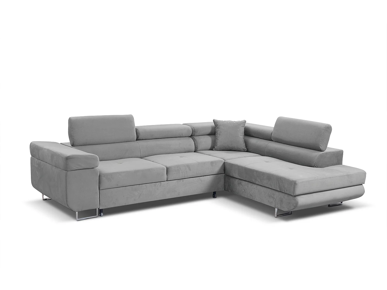 Ecksofa Marlene III L-Form mit verstellbaren Kopfstützen Schlaffunktion Bettkasten 271 x 202 cm Wohnzimmer rechts, hellgrau
