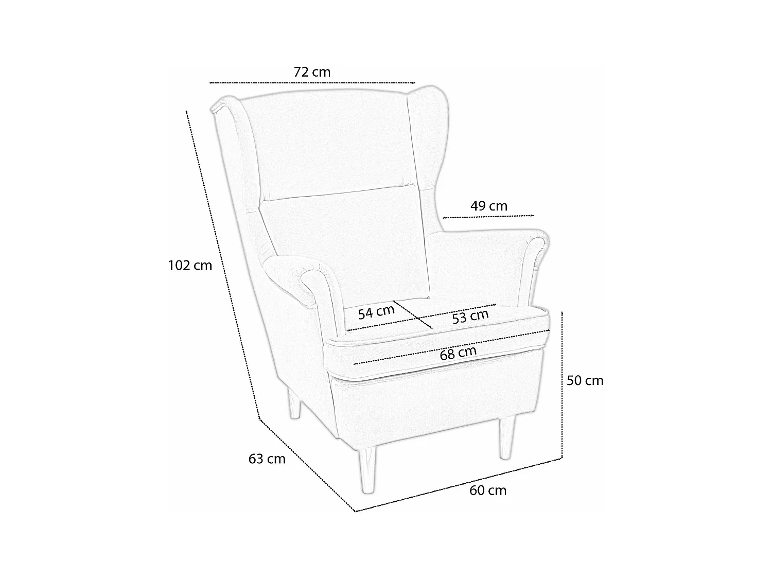 Ohrensessel Teramo mit Hocker bequemer Sessel Wohnung Relaxsessel (Kronos 07 - schwarz)