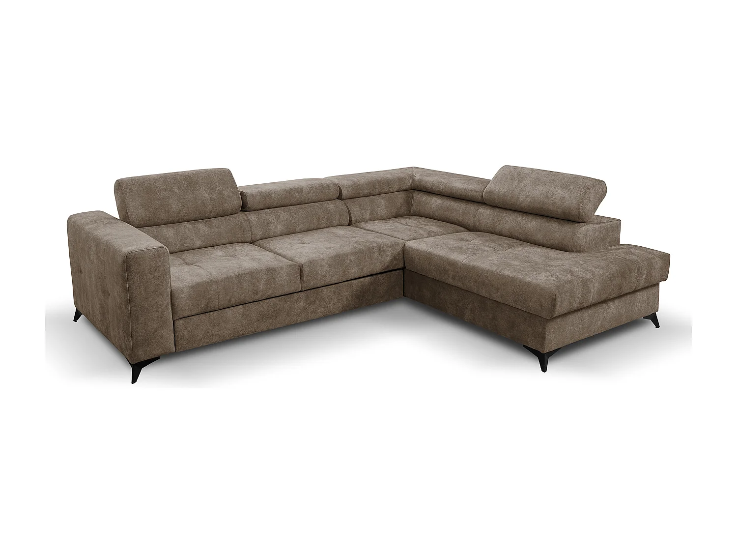 Ecksofa L Form Palermo 267 x 205 cm mit Schlaffunktion und Bettkasten Couch, Schlafsofa, Schlafcouch Sofa, Wohnzimmer, rechts, braun
