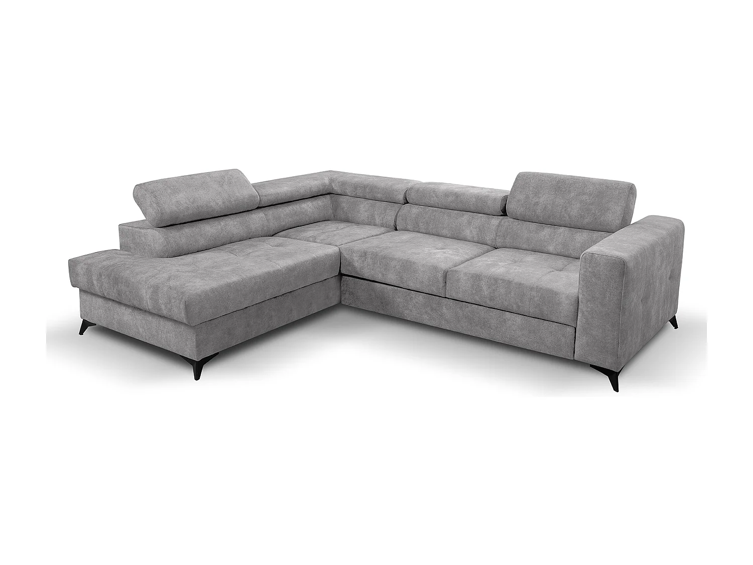 Ecksofa L Form Palermo 267 x 205 cm mit Schlaffunktion und Bettkasten Couch, Schlafsofa, Schlafcouch Sofa, Wohnzimmer, links, hellgrau