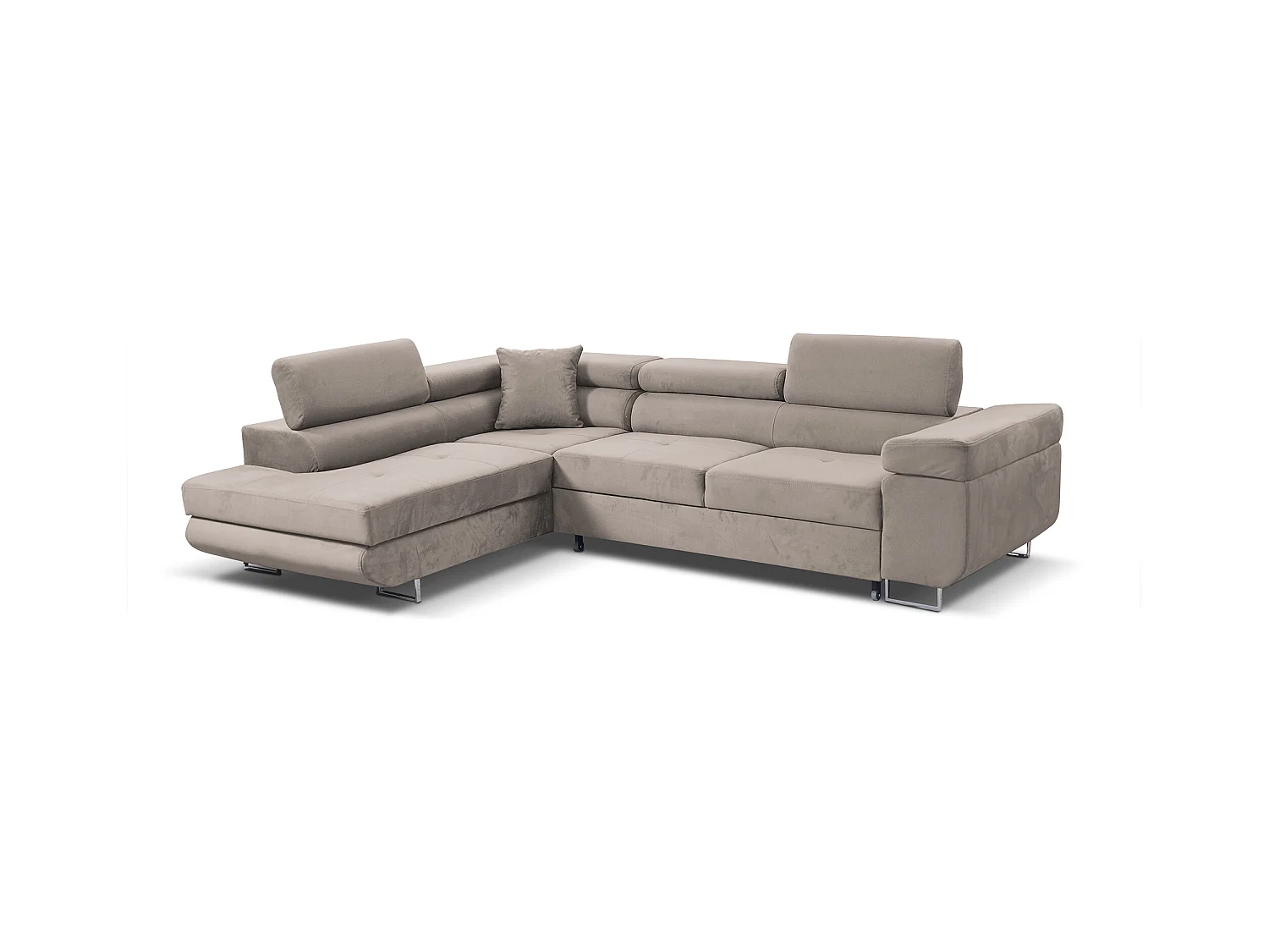 Ecksofa Marlene III L-Form mit verstellbaren Kopfstützen Schlaffunktion Bettkasten 271 x 202 cm  links, beige