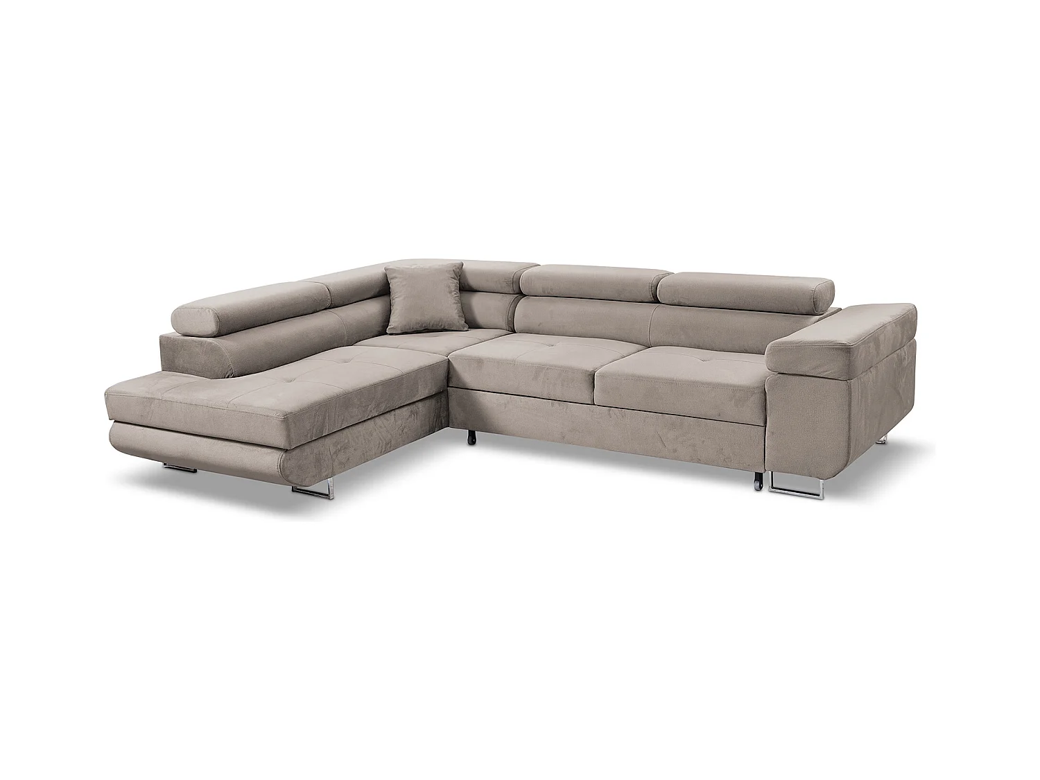 Ecksofa Marlene III L-Form mit verstellbaren Kopfstützen Schlaffunktion Bettkasten 271 x 202 cm  links, beige