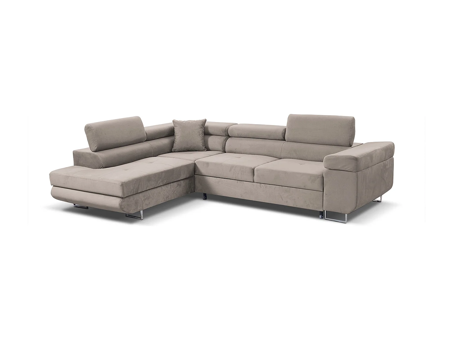 Ecksofa Marlene III L-Form mit verstellbaren Kopfstützen Schlaffunktion Bettkasten 271 x 202 cm  links, beige