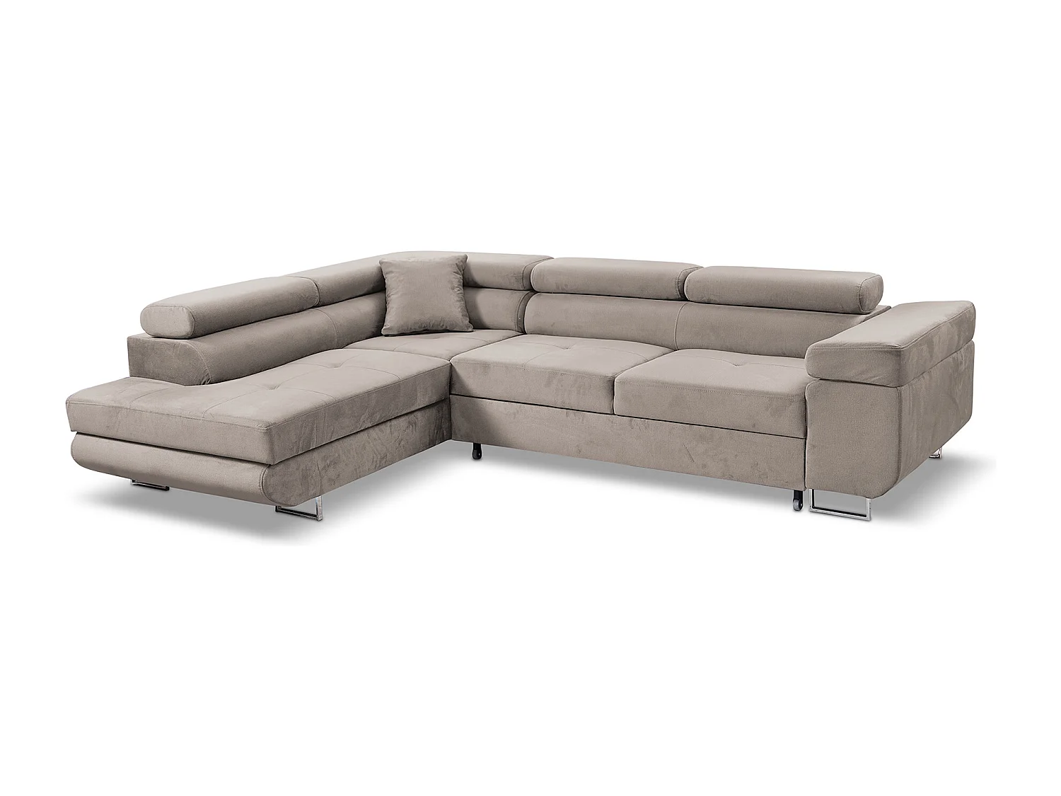 Ecksofa Marlene III L-Form mit verstellbaren Kopfstützen Schlaffunktion Bettkasten 271 x 202 cm  links, beige