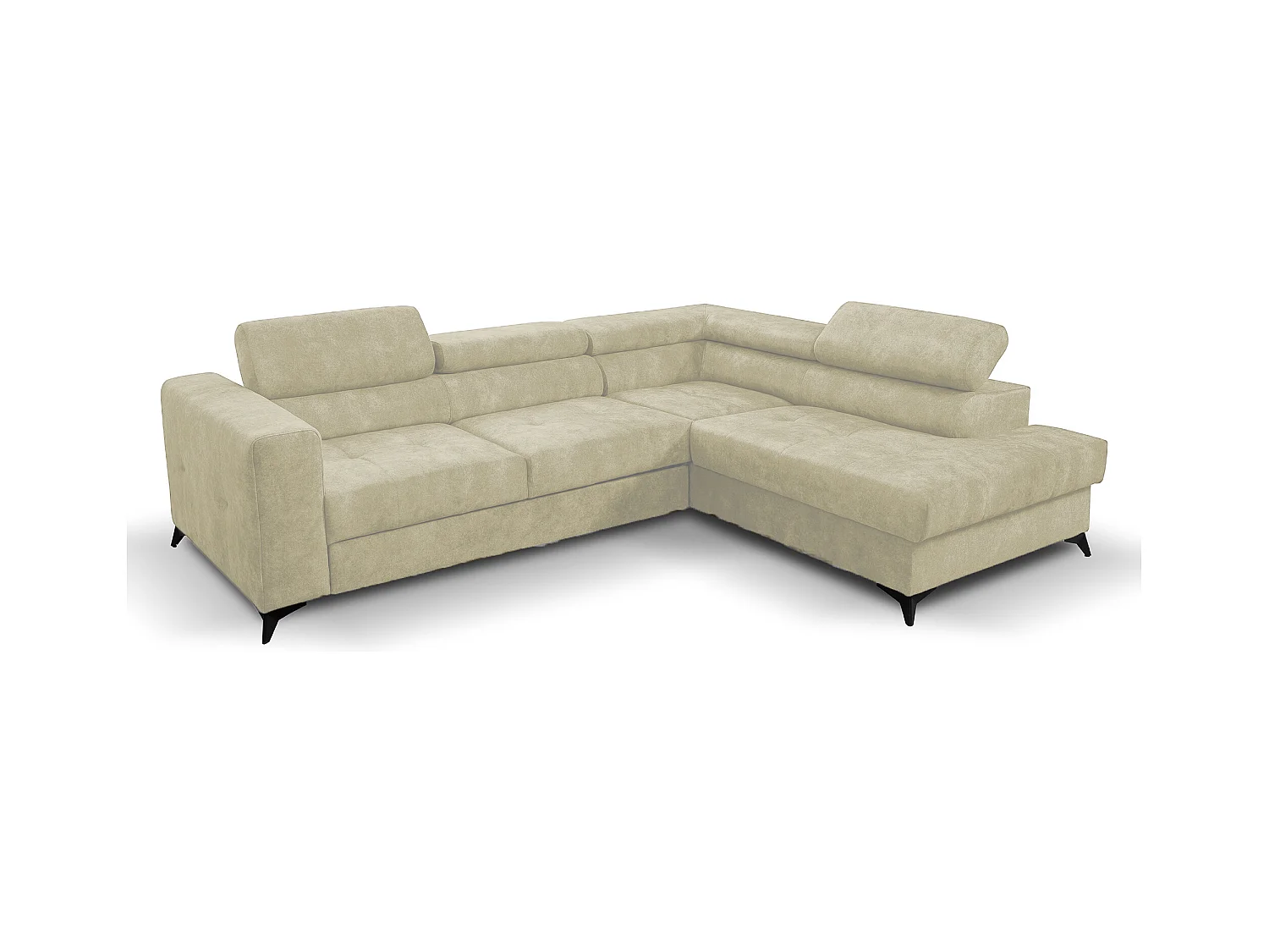 Ecksofa L Form Palermo 267 x 205 cm mit Schlaffunktion und Bettkasten Couch, Schlafsofa, Schlafcouch Sofa, Wohnzimmer, rechts, beige