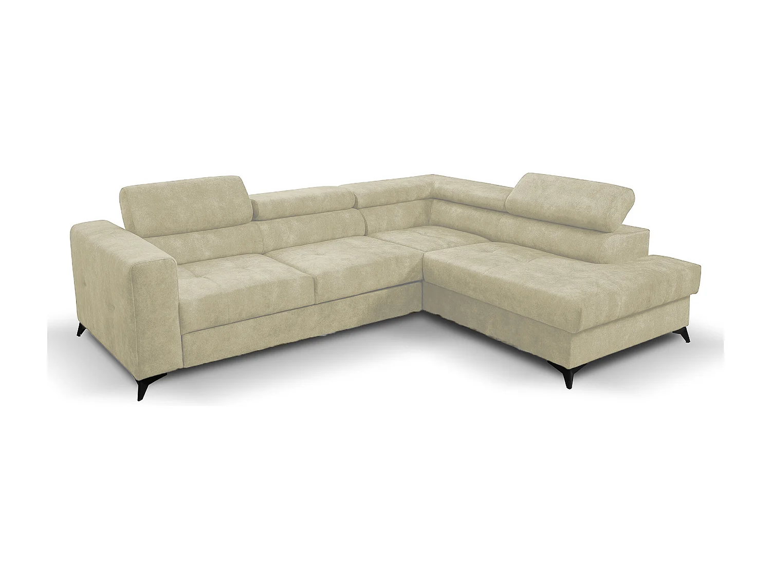 Ecksofa L Form Palermo 267 x 205 cm mit Schlaffunktion und Bettkasten Couch, Schlafsofa, Schlafcouch Sofa, Wohnzimmer, rechts, beige