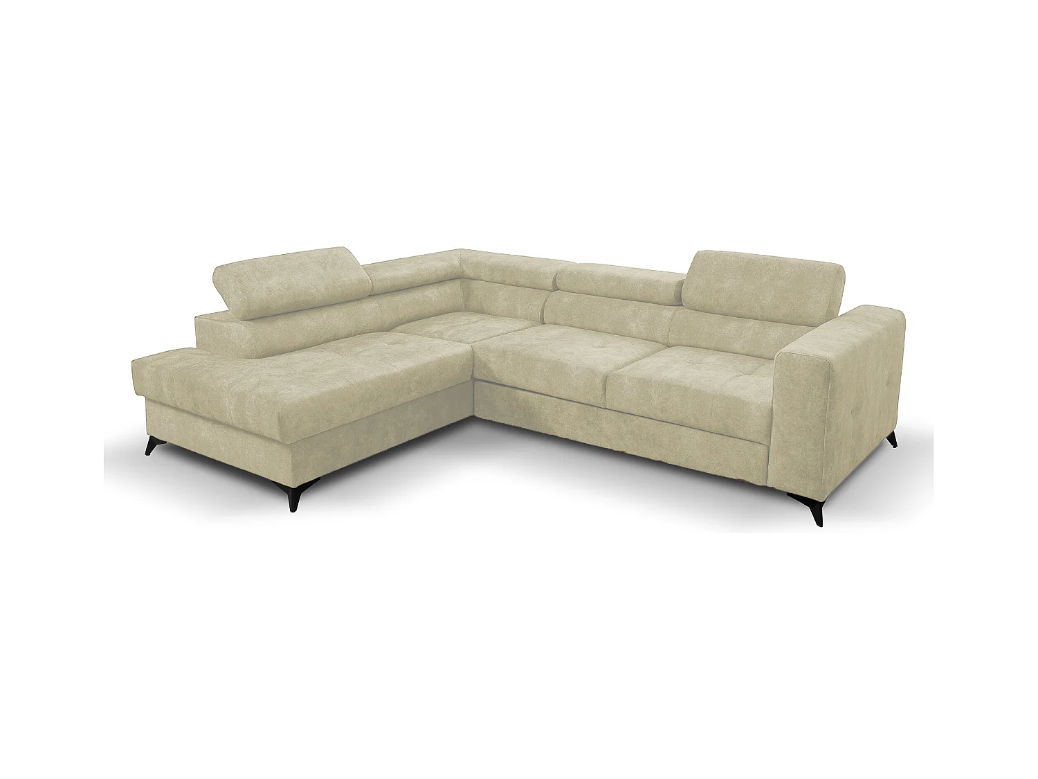 Ecksofa Palermo L-Form links mit Schlaffunktion Bettkasten 267 cm  (Farbe: Sally 01 - beige)