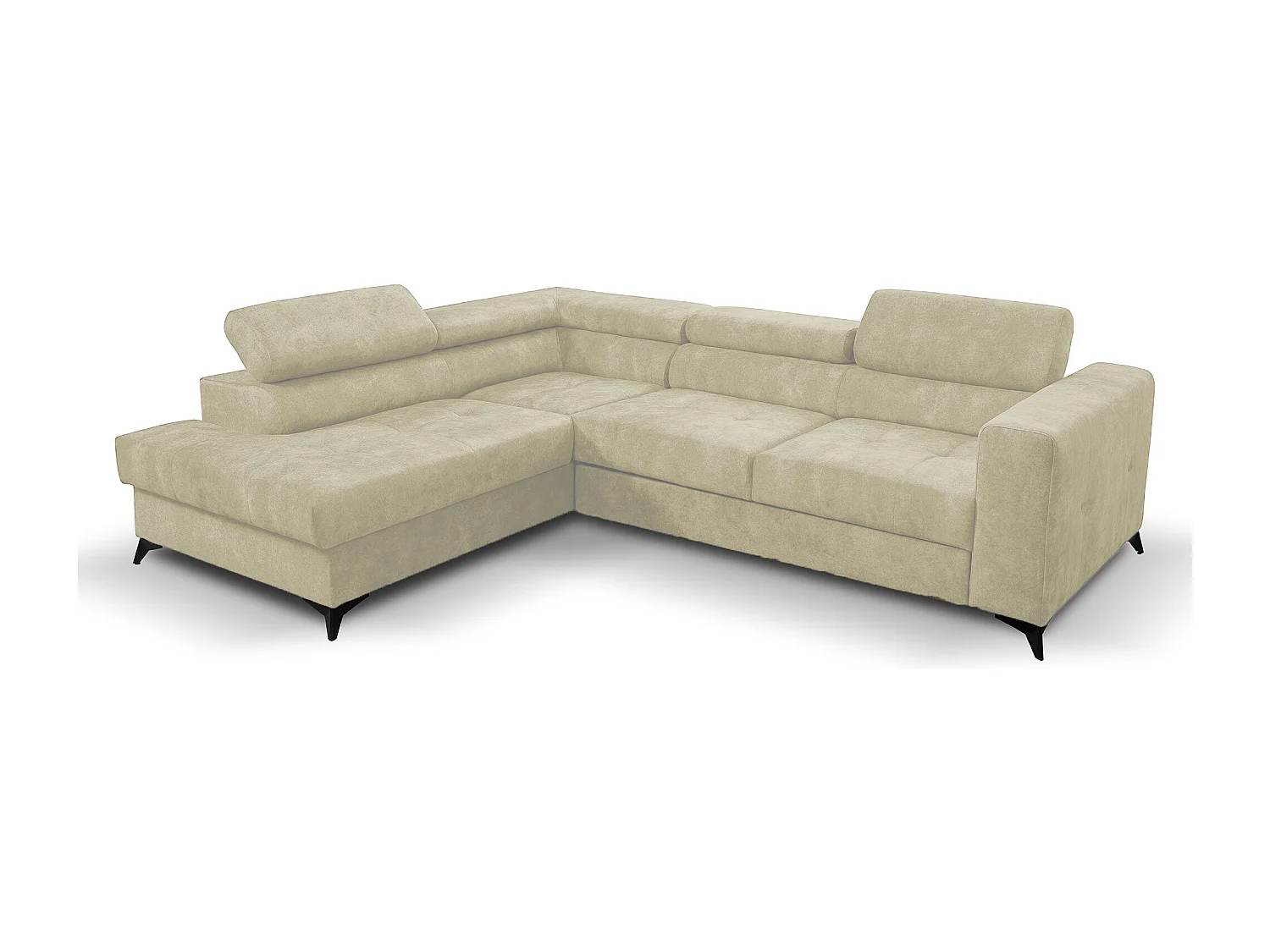 Ecksofa Palermo L-Form links mit Schlaffunktion Bettkasten 267 cm  (Farbe: Sally 01 - beige)