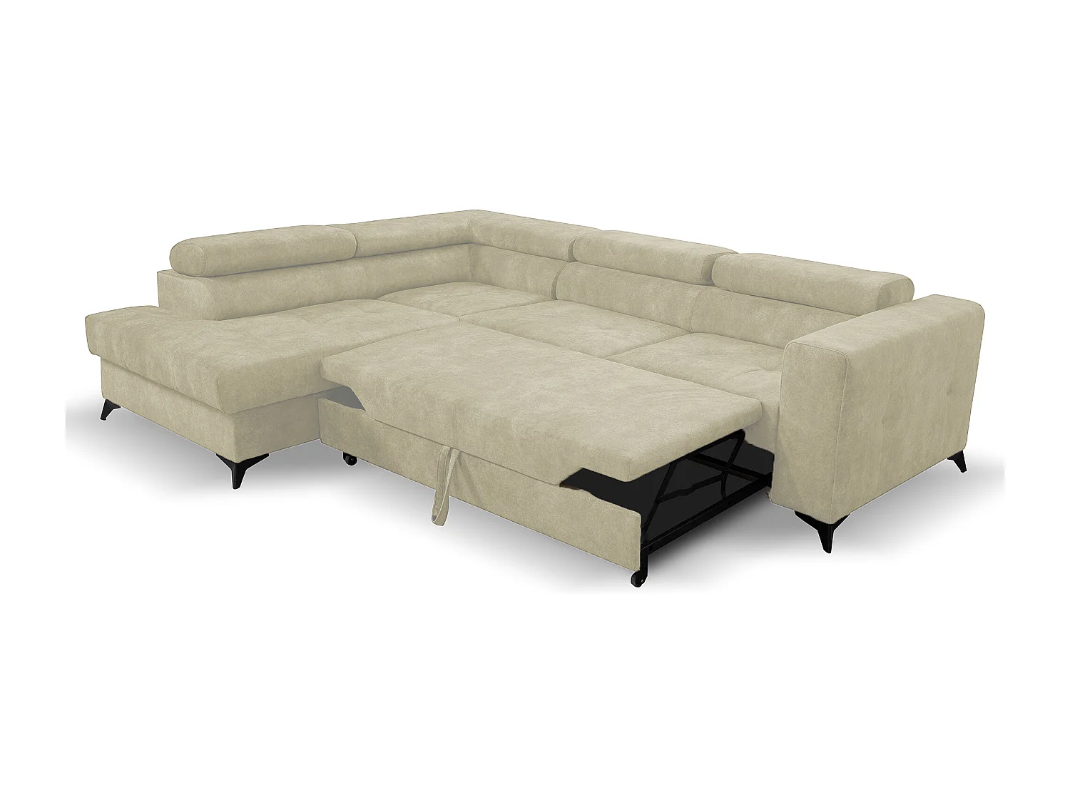Ecksofa Palermo L-Form links mit Schlaffunktion Bettkasten 267 cm  (Farbe: Sally 01 - beige)