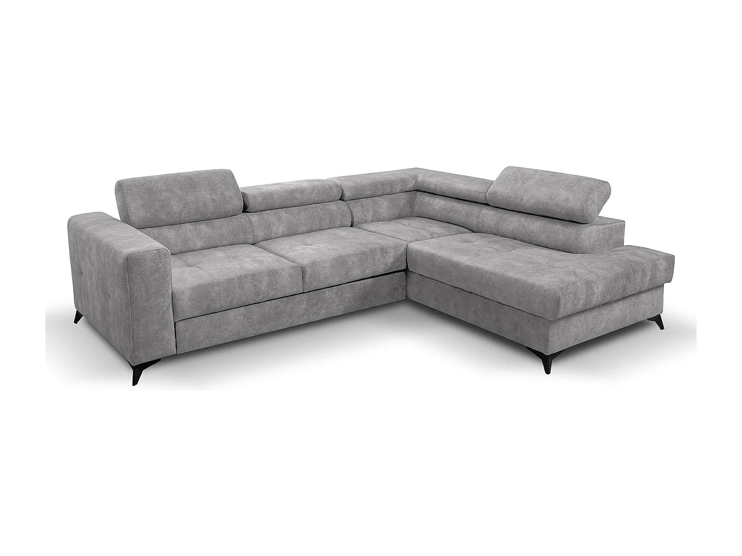 Ecksofa L Form Palermo 267 x 205 cm mit Schlaffunktion und Bettkasten Couch, Schlafsofa, Schlafcouch Sofa, Wohnzimmer,  rechts, hellgrau