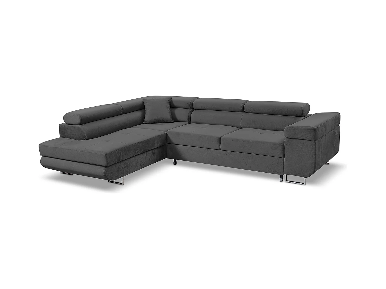 Ecksofa Marlene III L-Form mit verstellbaren Kopfstützen Schlaffunktion Bettkasten 271 x 202 cm Wohnzimmer links, grau