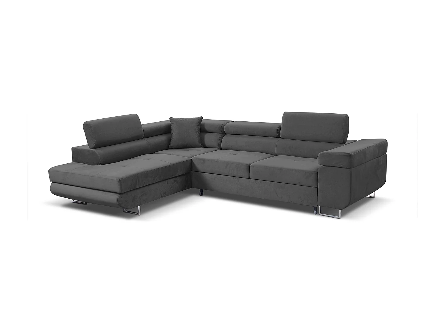 Ecksofa Marlene III L-Form mit verstellbaren Kopfstützen Schlaffunktion Bettkasten 271 x 202 cm Wohnzimmer links, grau