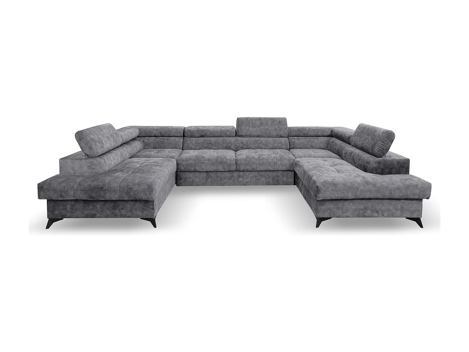 Ecksofa Palermo U-Form mit Schlaffunktion Bettkasten 345 x 202 cm Wohnzimmer Arbeitszimmer Sofa XXL, grau