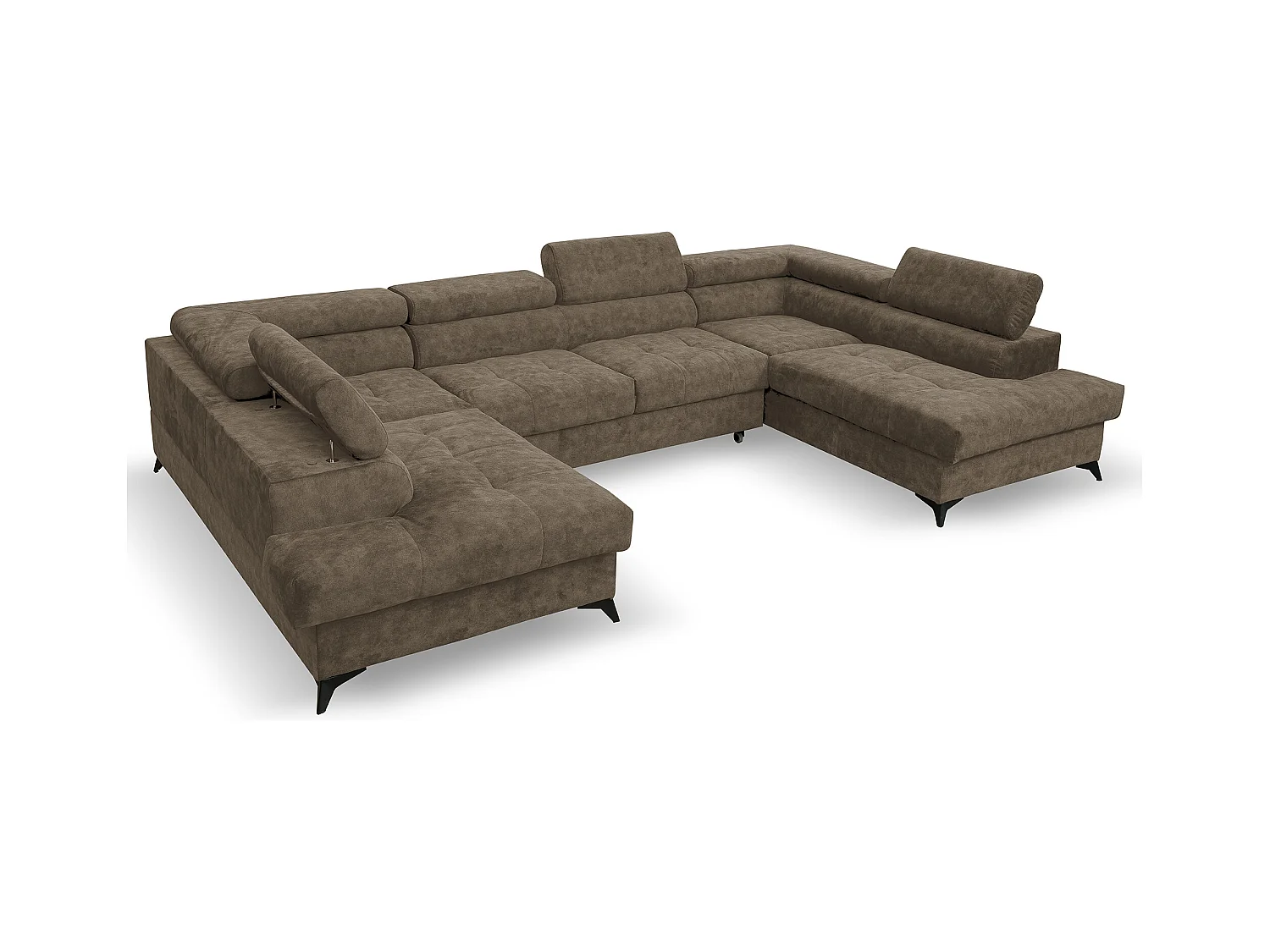 Ecksofa Palermo U-Form mit Schlaffunktion Bettkasten 345 x 202 cm Wohnzimmer Arbeitszimmer Sofa XXL, braun