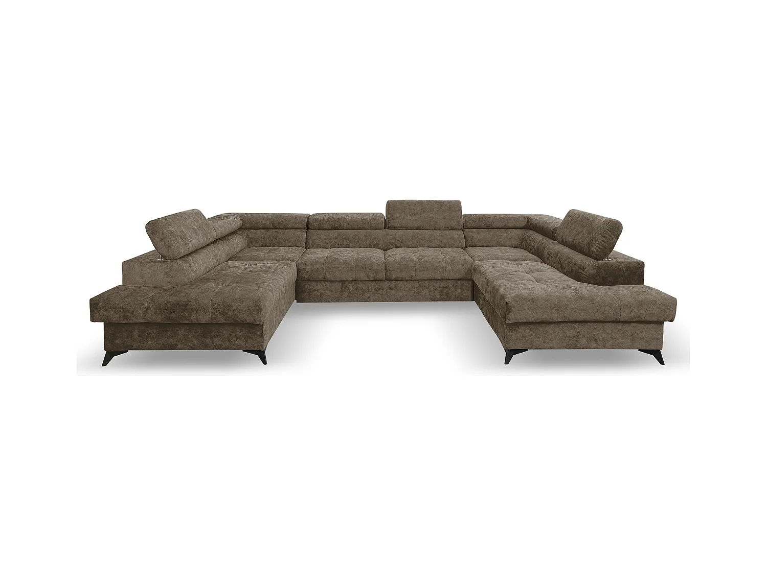 Ecksofa Palermo U-Form mit Schlaffunktion Bettkasten 345 x 202 cm Wohnzimmer Arbeitszimmer Sofa XXL, braun