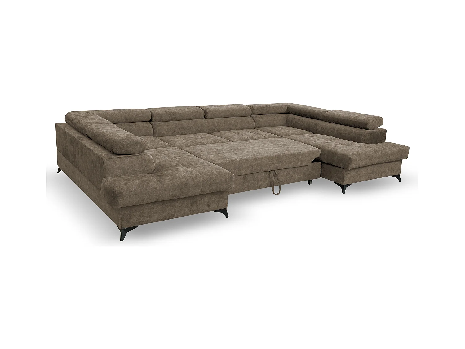 Ecksofa Palermo U-Form mit Schlaffunktion Bettkasten 345 x 202 cm Wohnzimmer Arbeitszimmer Sofa XXL, braun