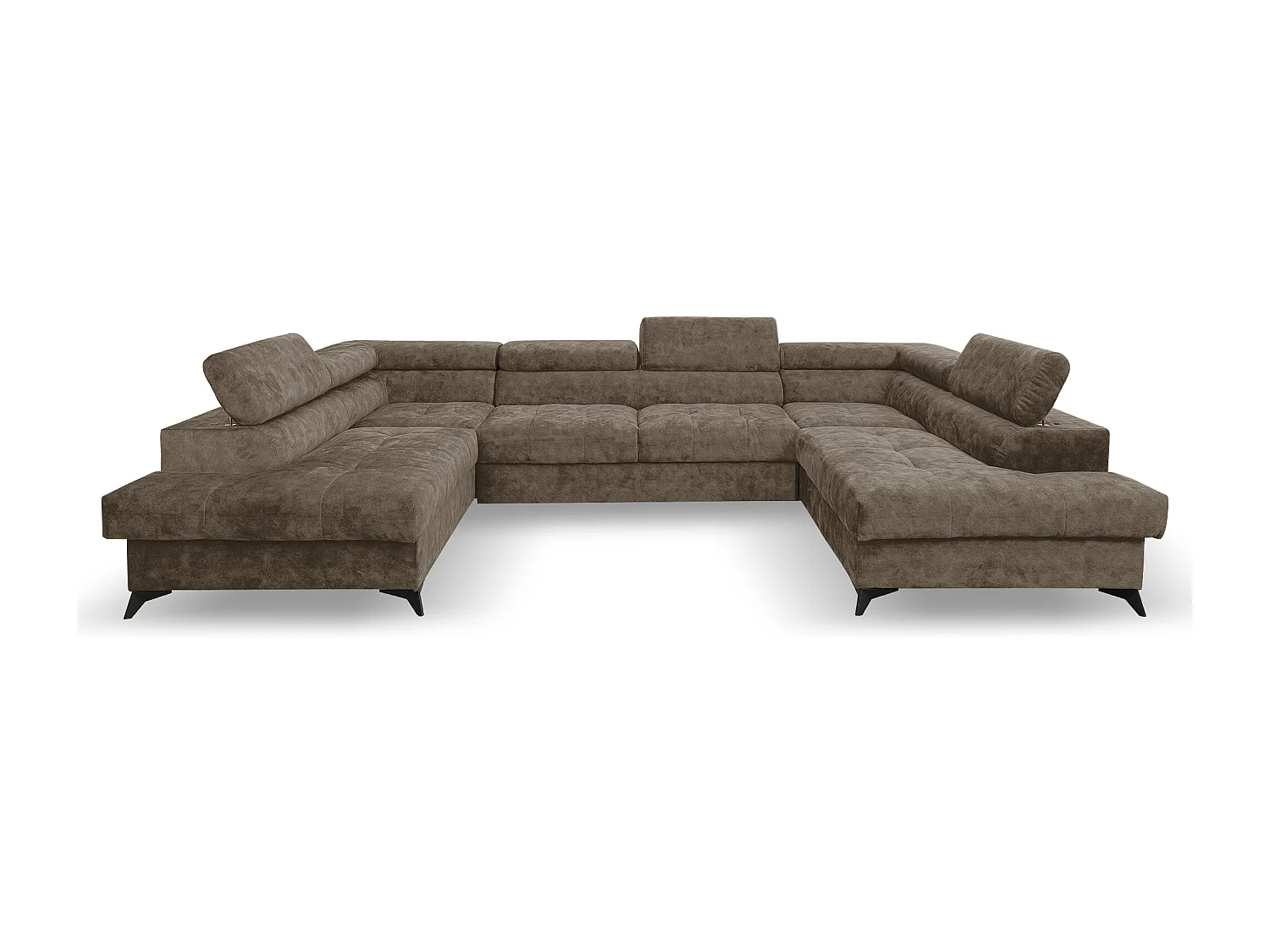 Ecksofa Palermo U-Form mit Schlaffunktion Bettkasten 345 x 202 cm Wohnzimmer Arbeitszimmer Sofa XXL, braun