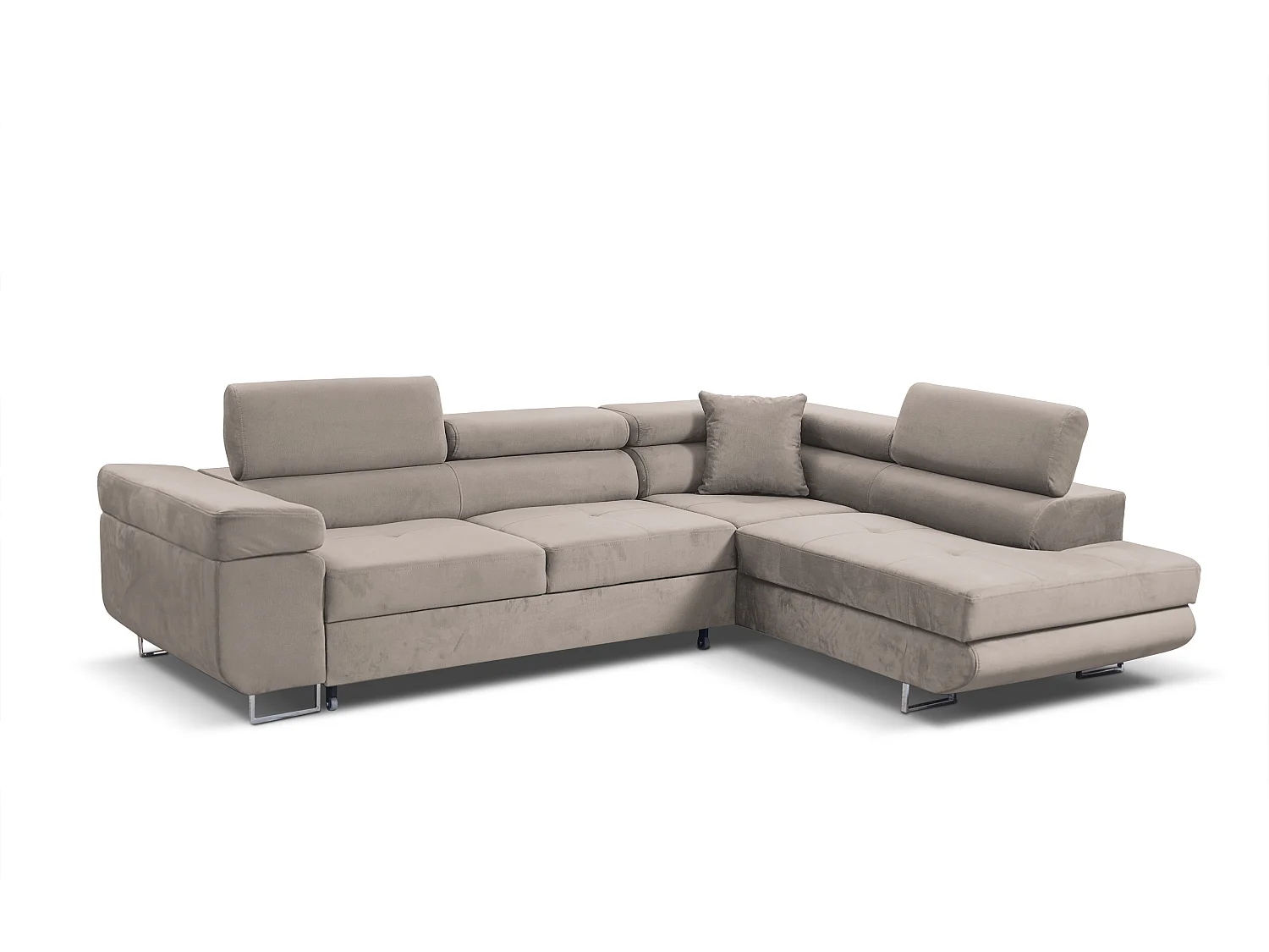 Ecksofa Marlene III L-Form mit verstellbaren Kopfstützen Schlaffunktion Bettkasten 271 x 202 cm Wohnzimmer rechts, beige