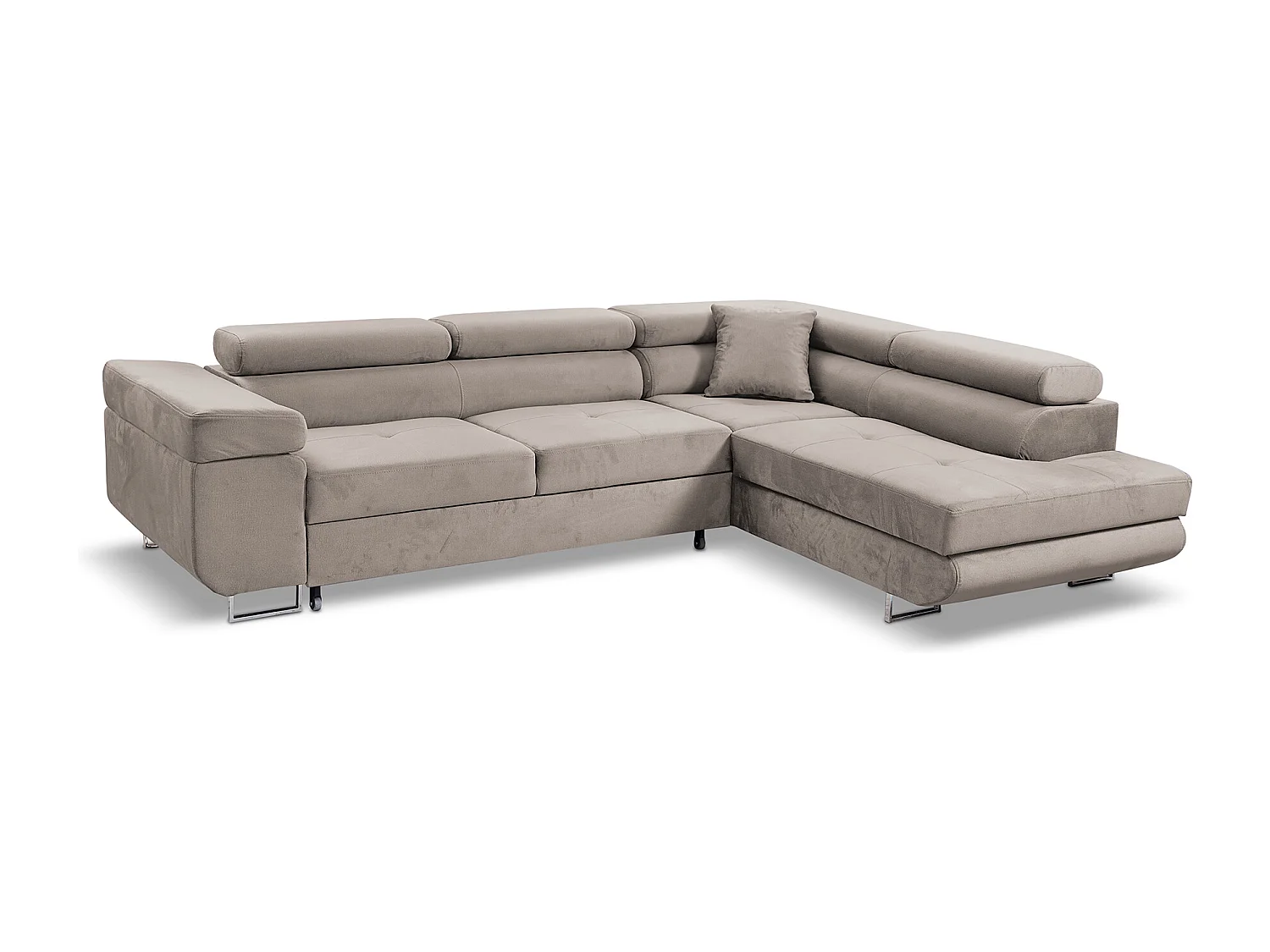 Ecksofa Marlene III L-Form mit verstellbaren Kopfstützen Schlaffunktion Bettkasten 271 x 202 cm Wohnzimmer rechts, beige