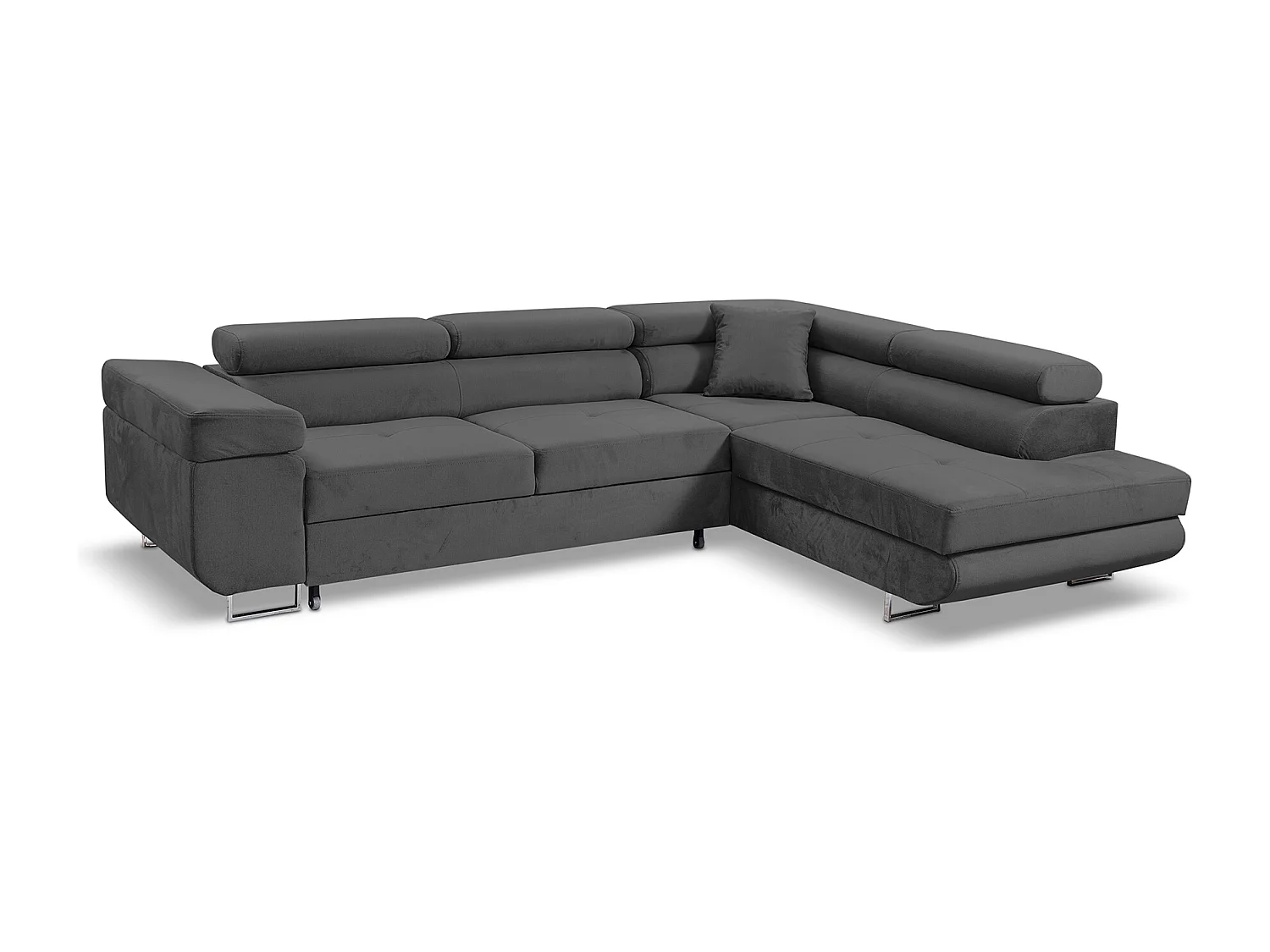 Ecksofa Marlene III L-Form mit verstellbaren Kopfstützen Schlaffunktion Bettkasten 271 x 202 cm Wohnzimmer rechts, grau