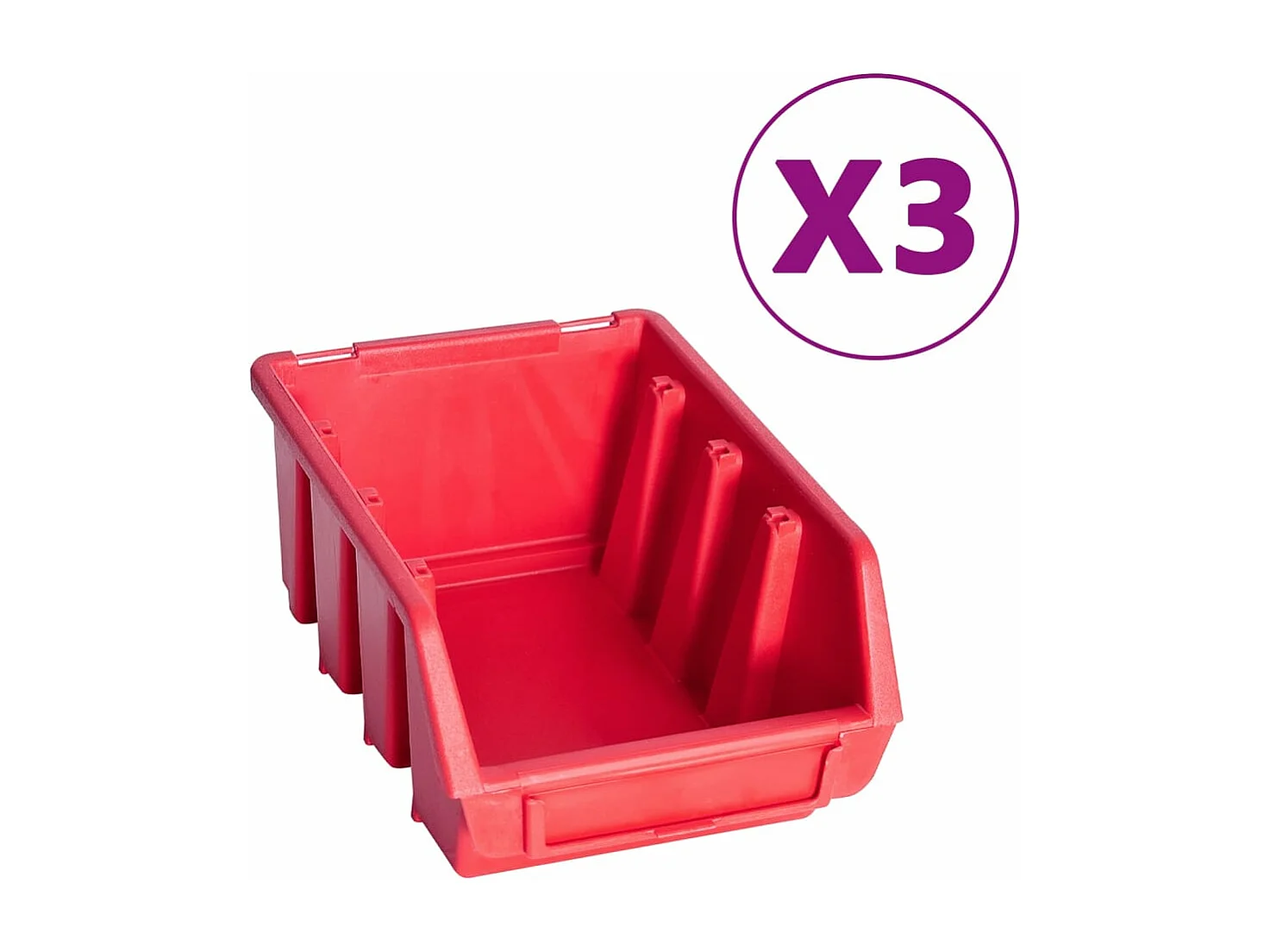 Kit Contenitori Portaoggetti e Pannelli a Parete 34 Pezzi Cassetta Impilabile Sistema di Stoccaggio Attrezzi Garage Officina Fai da Te Rosso e Nero 02_0003849