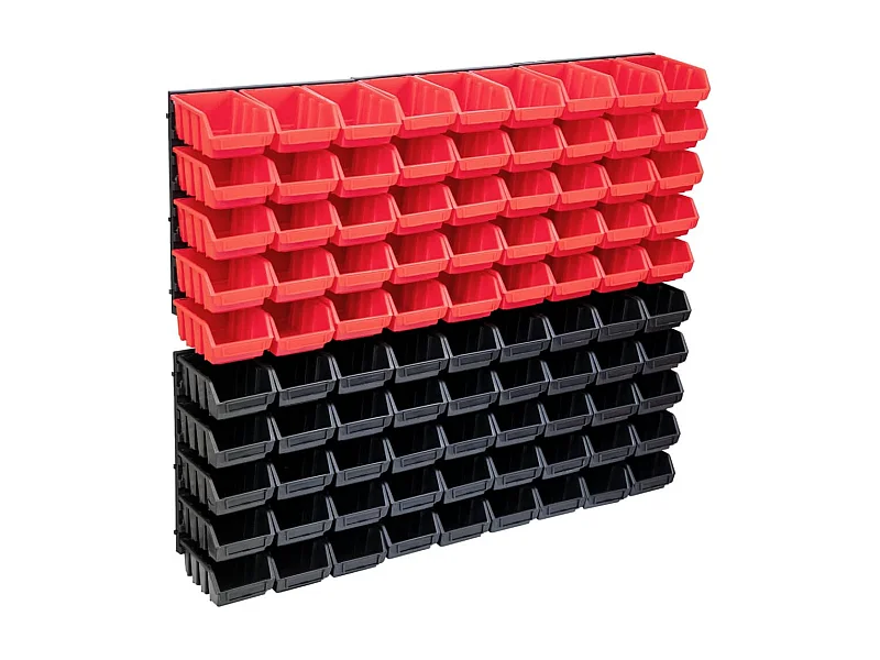 Kit de contenedores y paneles de pared 96 piezas rojo y negro 02_0003855