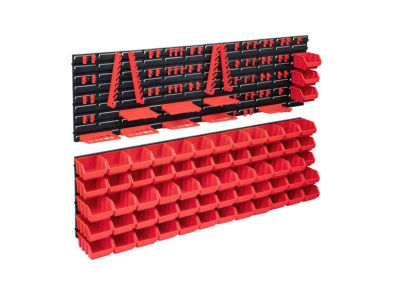 Kit contenitori portaoggetti e pannelli murali 141 pezzi rosso e nero 02_0003846