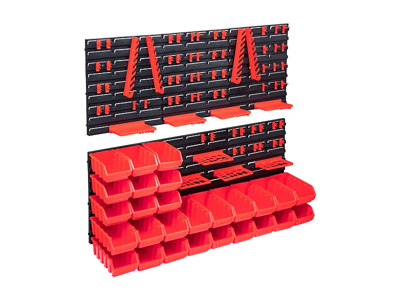 Kit contenitori portaoggetti e pannelli murali 103 pezzi rosso e nero 02_0003843