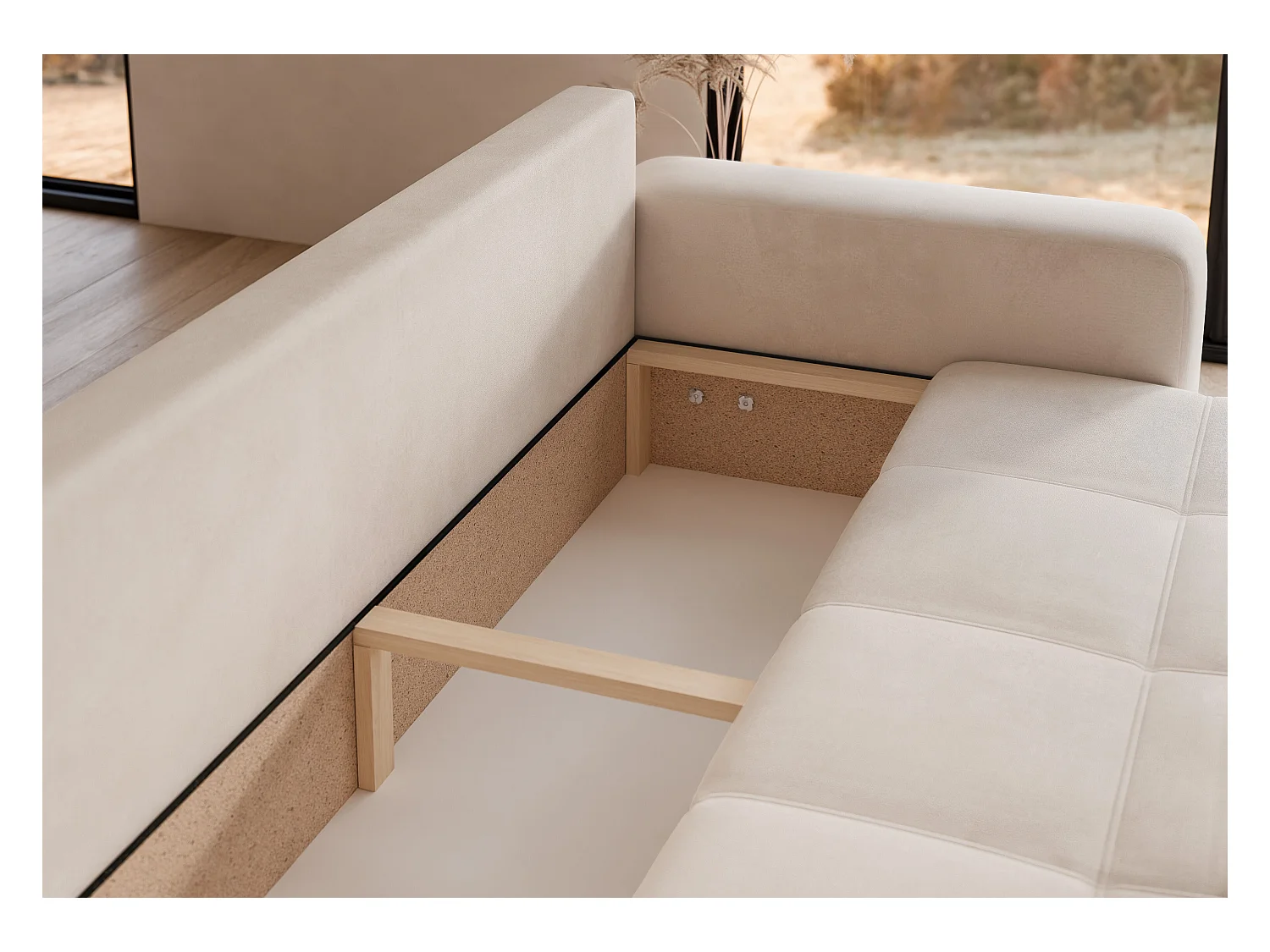 Canapé convertible en tissu beige