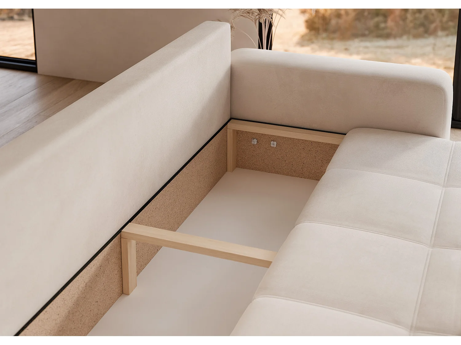 Canapé convertible en tissu beige