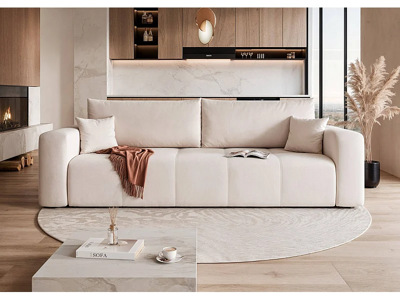 Canapé convertible en tissu beige