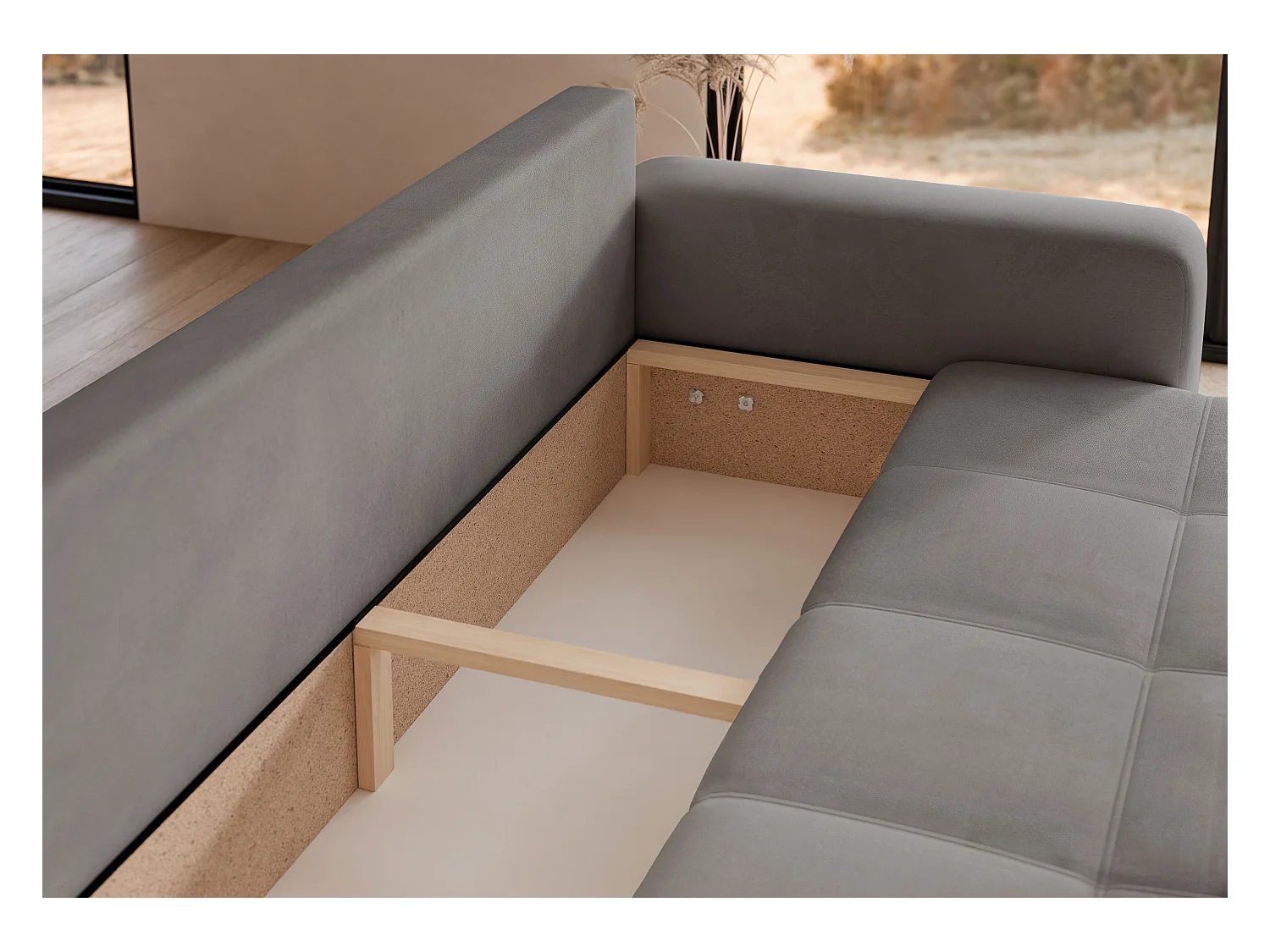 Canapé convertible en tissu gris