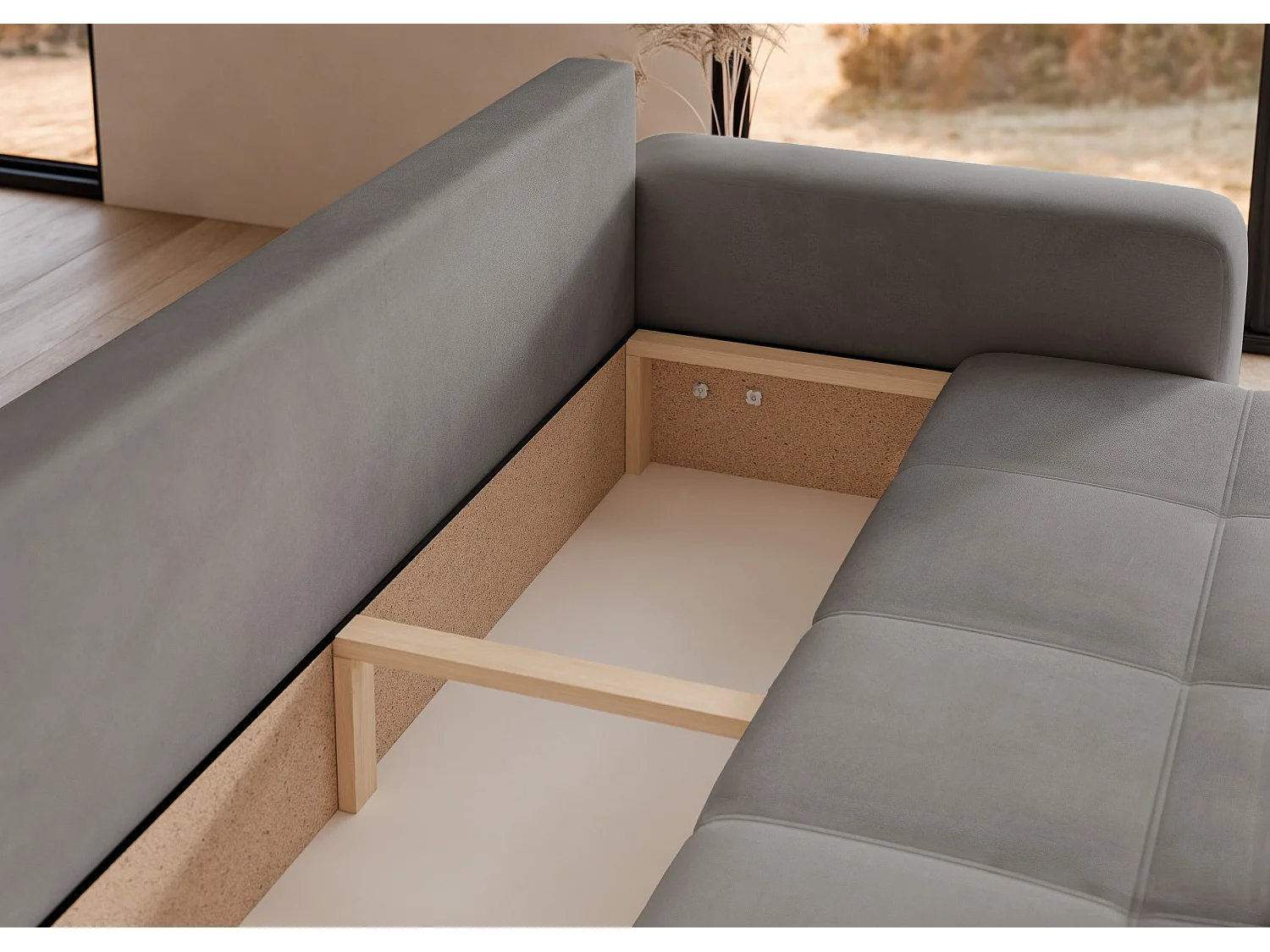 Canapé convertible en tissu gris