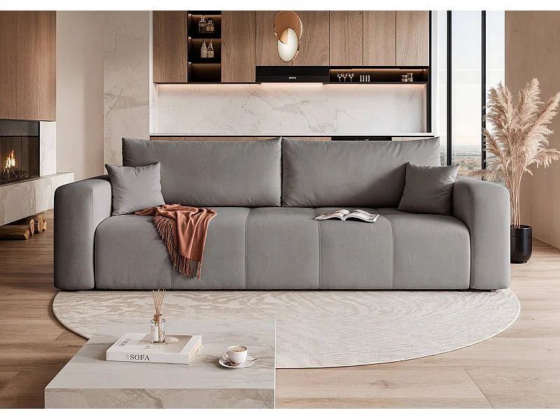 Canapé convertible en tissu gris
