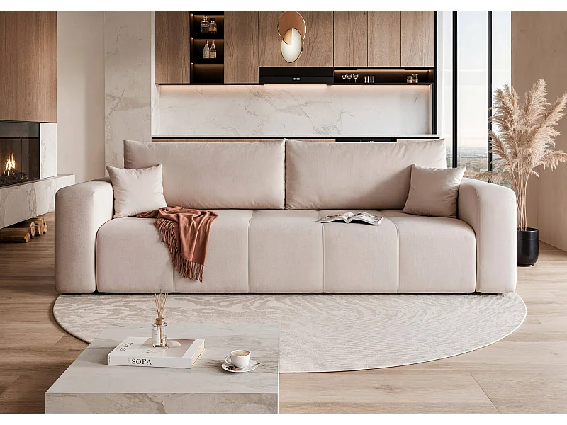 Canapé convertible en tissu crème