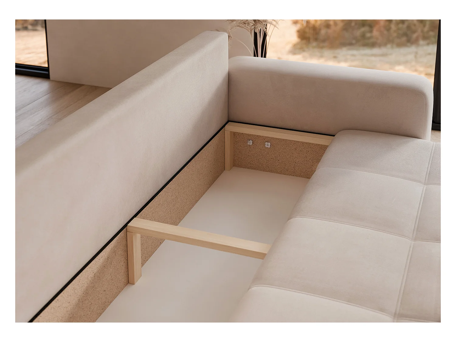 Canapé convertible en tissu crème