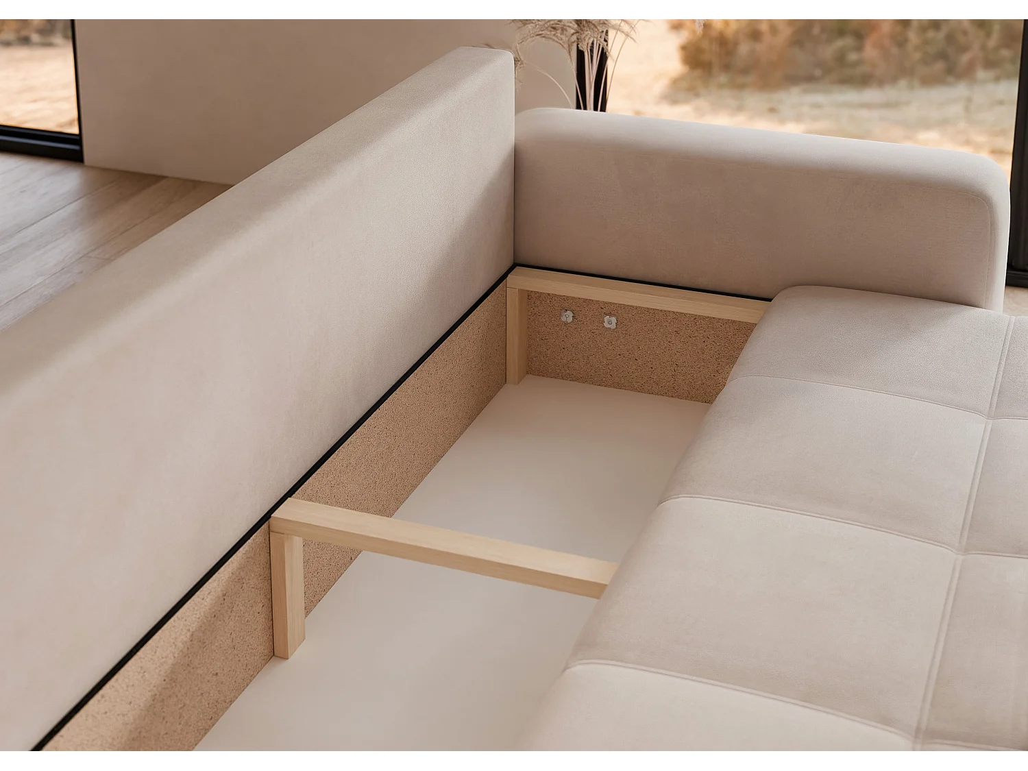 Canapé convertible en tissu crème