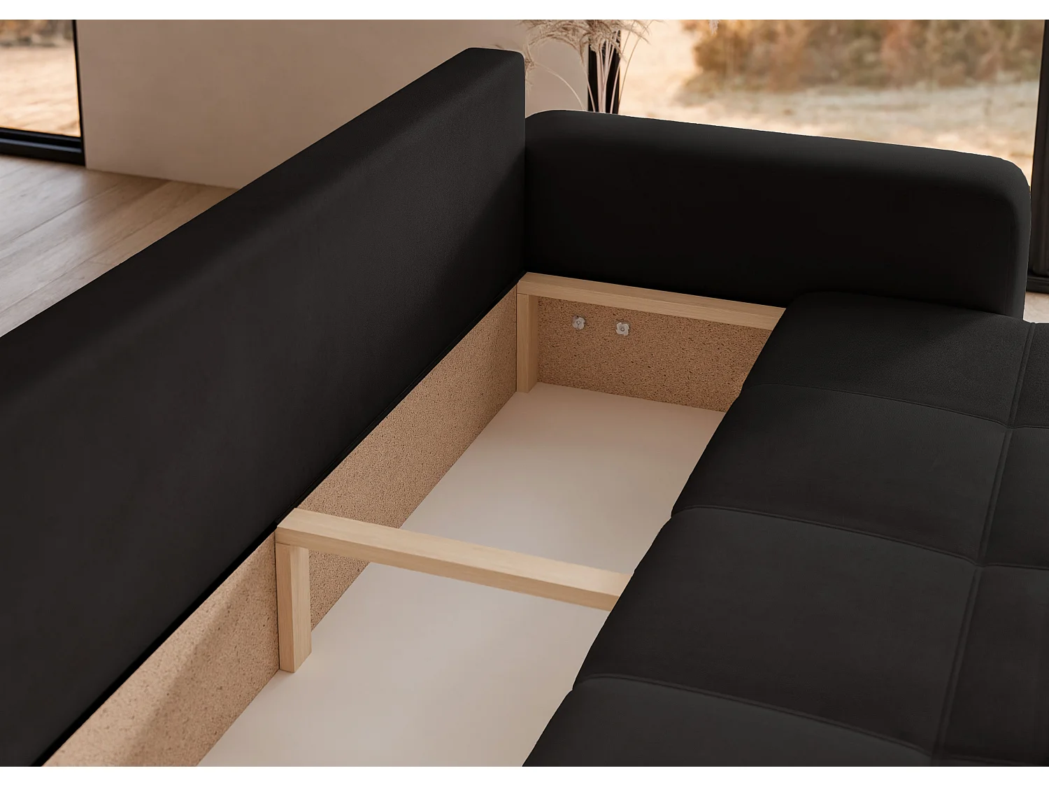 Canapé convertible en tissu noir