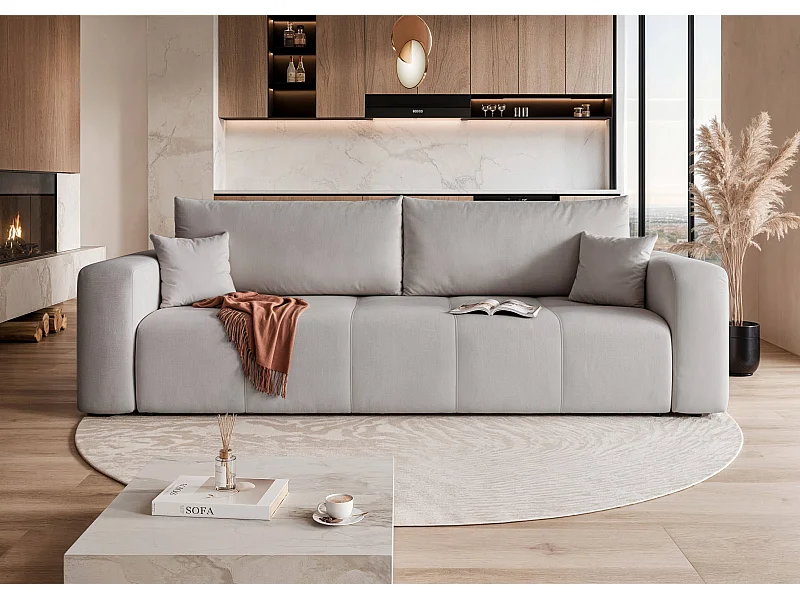 Canapé convertible en tissu gris clair