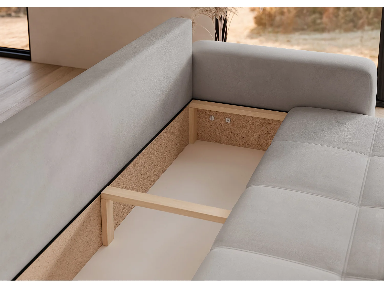 Canapé convertible en tissu gris clair