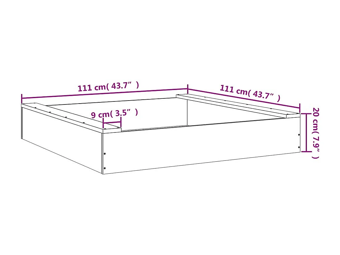 Sabbiera area giochi per bambini giardino esterno con sedute quadrate in legno massello di pino bianco 02_0041513