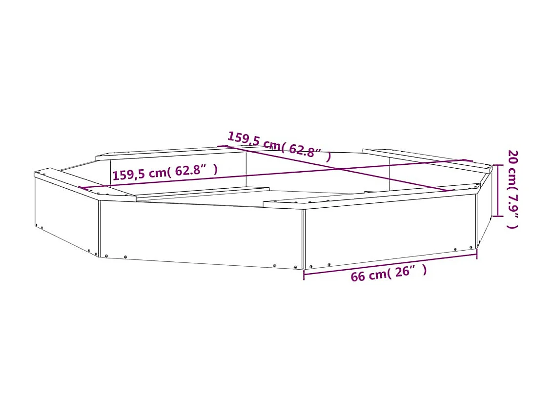Bac à sable jeu bois marron 159.5 x 159.5 x 20 cm 02_0041545