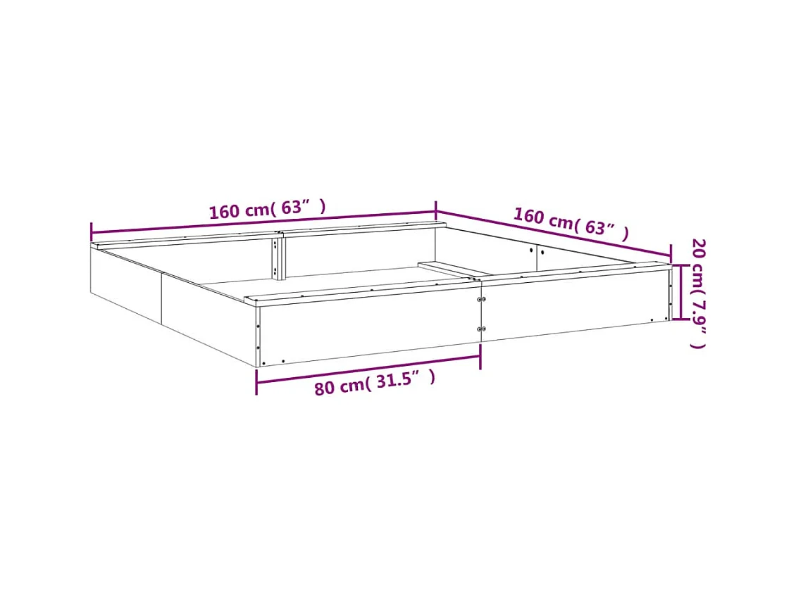 Bac à sable jeu bois marron 160 x 160 x 20 cm 02_0041516