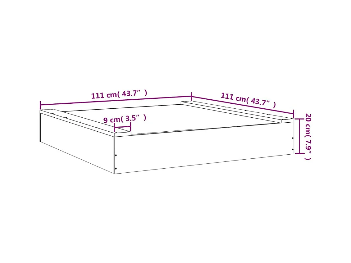 Bac à sable jeu bois marron 111 x 111 x 20 cm 02_0041520