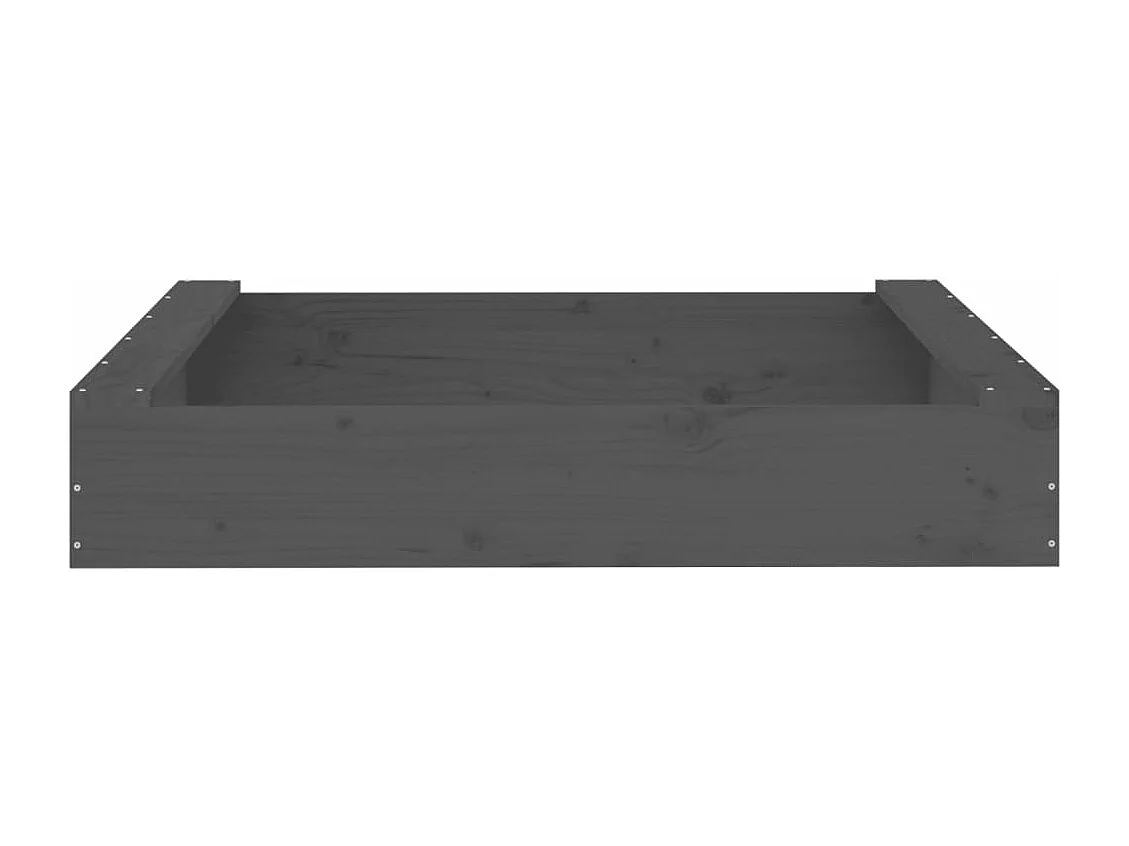 Sabbiera area giochi per bambini da giardino esterno con sedute quadrate in legno massello di pino grigio 02_0041520