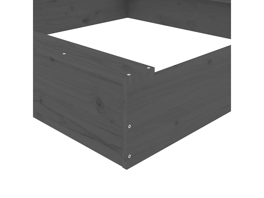 Sabbiera area giochi per bambini da giardino esterno con sedute quadrate in legno massello di pino grigio 02_0041520